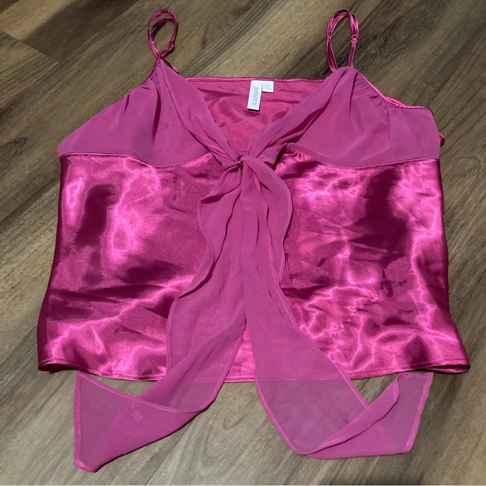 Y2K Pink Satin Camisole Sheer Bust Sz XL Bratz